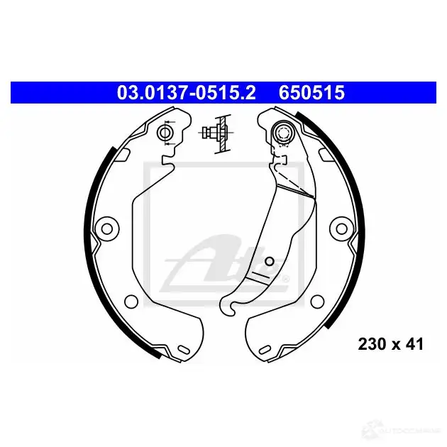 Барабанные тормозные колодки, комплект ATE 1424391077 03013705152 6505 15 Z62DJBE - Изображение 1