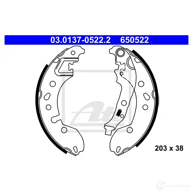 Барабанные тормозные колодки, комплект ATE 650 522 NG1ED 1193347997 03013705222 изображение 2