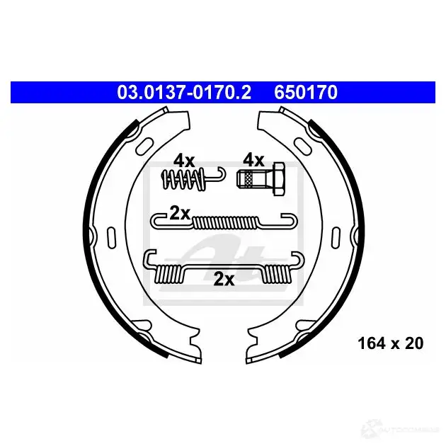 Тормозные колодки ручника, комплект ATE CNI1QOP 53193 03013701702 65 0170 изображение 3