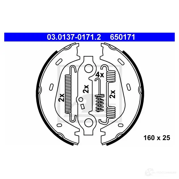 Тормозные колодки ручника, комплект ATE 03013701712 056VSF 65 0171 53194 изображение 6
