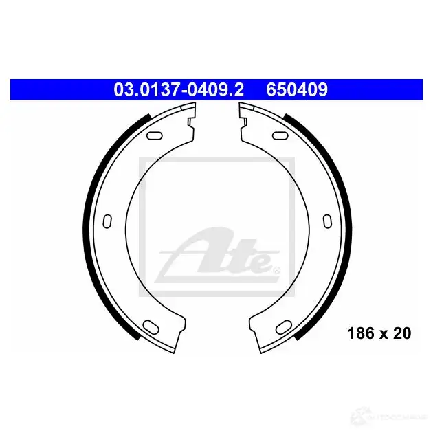 Тормозные колодки ручника, комплект ATE 650 409 03013704092 53342 KT8N78D изображение 0