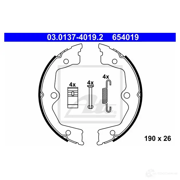 Тормозные колодки ручника, комплект ATE 6540 19 53497 WRDD37 03013740192 изображение 0