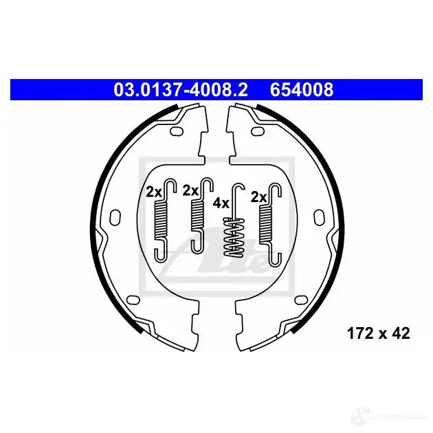 Тормозные колодки ручника, комплект ATE 53486 03013740082 HPH34C 654 008 изображение 0