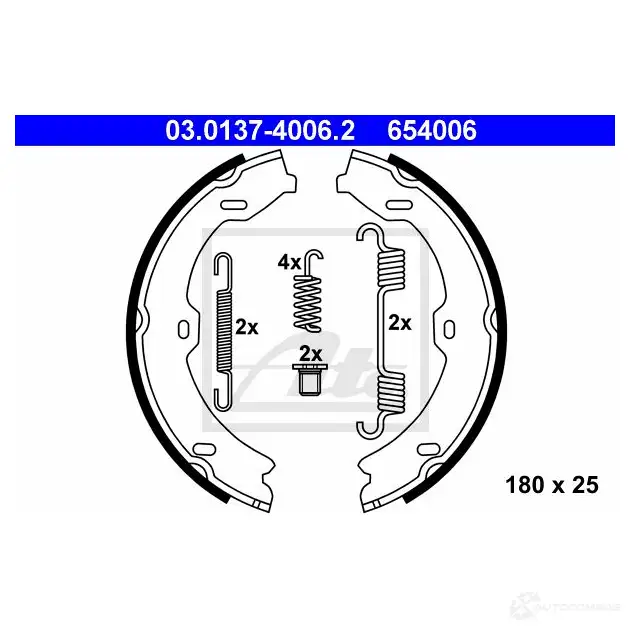 Тормозные колодки ручника, комплект ATE 6540 06 ASQN2E 53484 03013740062 изображение 0