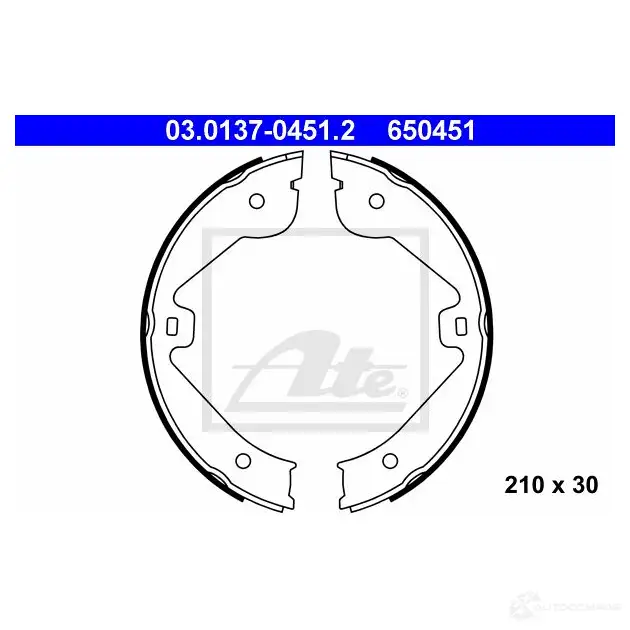 Тормозные колодки ручника, комплект ATE 03013704512 QTIIA 53379 650 451 изображение 0