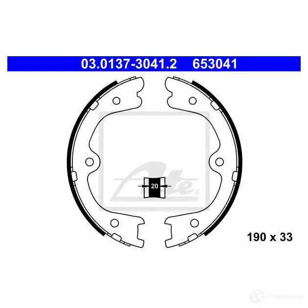Тормозные колодки ручника, комплект ATE 03013730412 53475 6 53041 J5NOH изображение 0