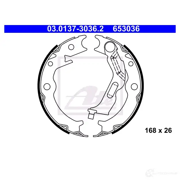 Тормозные колодки ручника, комплект ATE 65 3036 ILE0K 1193348041 03013730362 изображение 0
