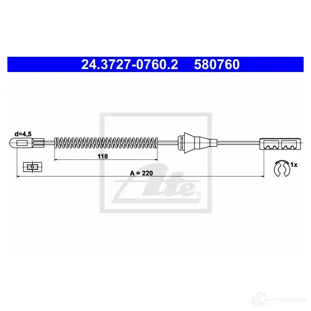 Трос ручника, стояночного тормоза ATE 24372707602 NAPS4FN 58076 0 61634 изображение 0