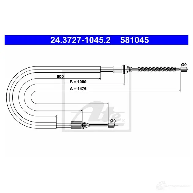 Трос ручника, стояночного тормоза ATE 581 045 24372710452 61754 Y1VBCY0 изображение 0