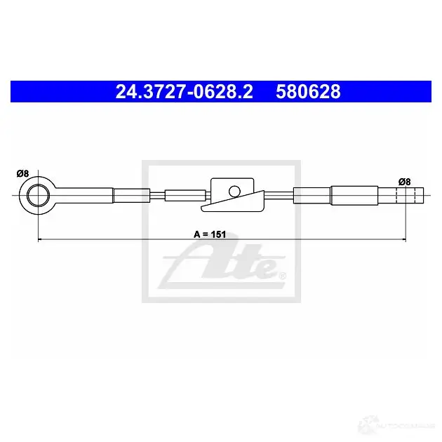 Трос ручника, стояночного тормоза ATE 24372706282 58 0628 61550 P5U07 изображение 0