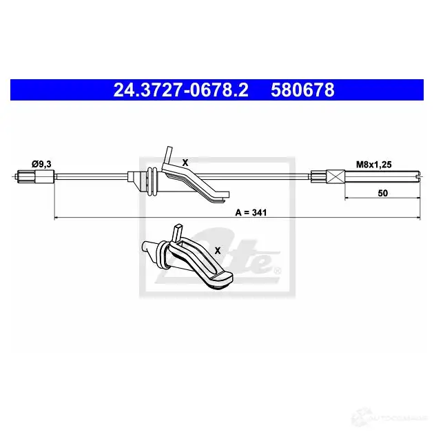 Трос ручника, стояночного тормоза ATE 24372706782 61594 5806 78 ZN45Z изображение 0