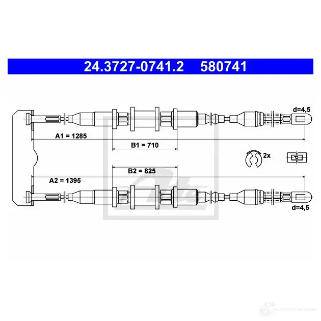 Трос ручника, стояночного тормоза ATE 61615 24372707412 58074 1 WB1LO