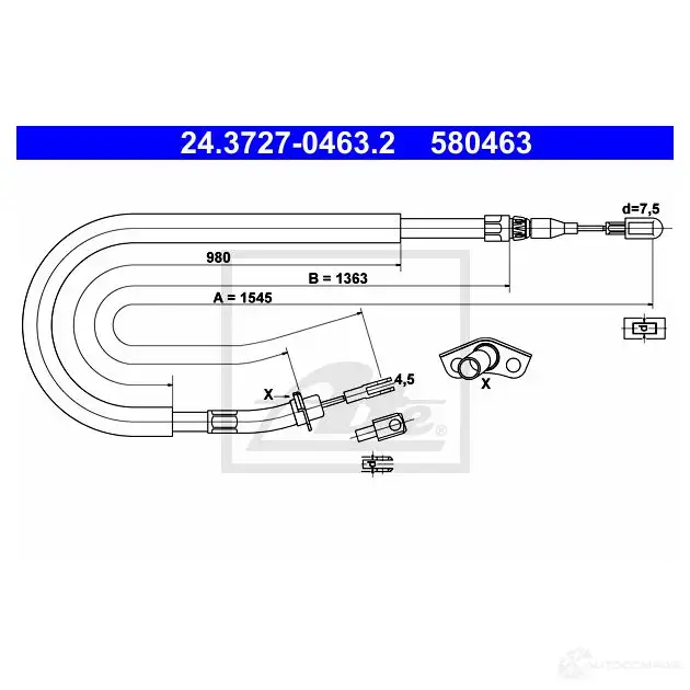 Трос ручника, стояночного тормоза ATE 61454 24372704632 5804 63 XSC6SPC