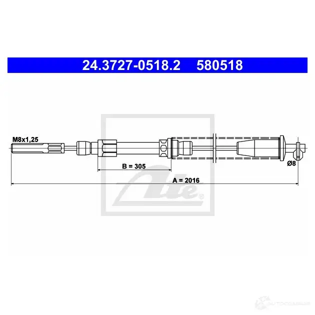 Трос ручника, стояночного тормоза ATE 24372705182 VB1H4 61486 5 80518 изображение 0