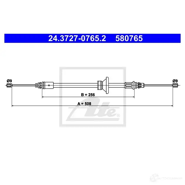 Трос ручника, стояночного тормоза ATE 61639 58 0765 24372707652 CVKJY8 изображение 0