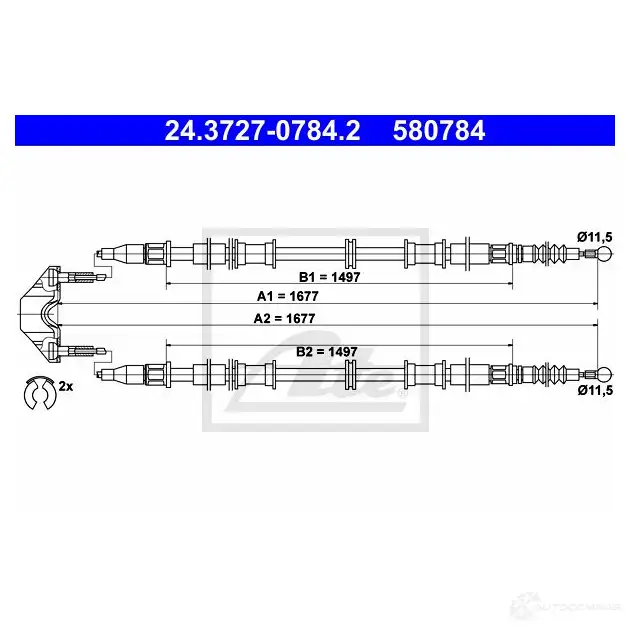 Трос ручника, стояночного тормоза ATE 24372707842 AYJD4Z 5 80784 61656