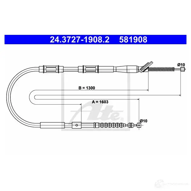 Трос ручника, стояночного тормоза ATE 24372719082 5 81908 61905 UUCSJOX изображение 0