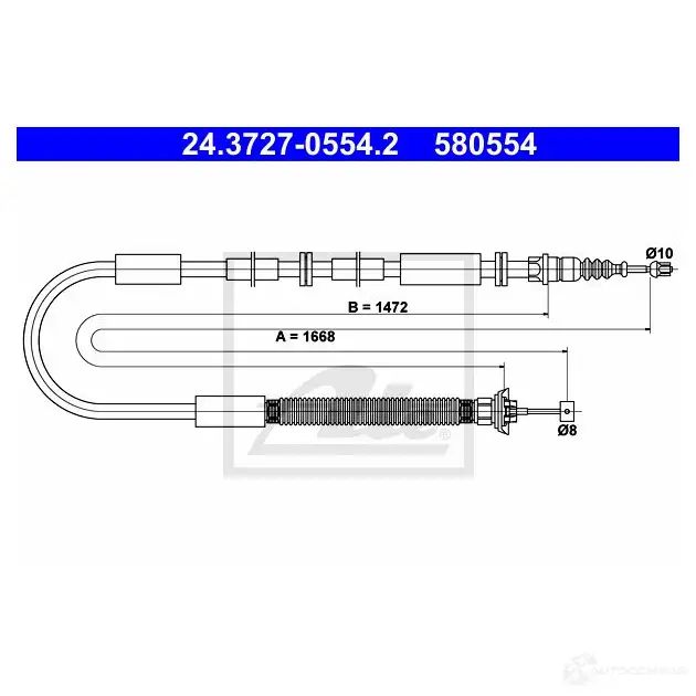 Трос ручника, стояночного тормоза ATE 61514 SS453Y 24372705542 58055 4 изображение 0