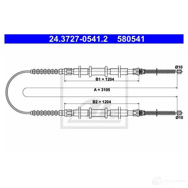 Трос ручника, стояночного тормоза ATE 61504 24372705412 5 80541 HM3UPSO изображение 0