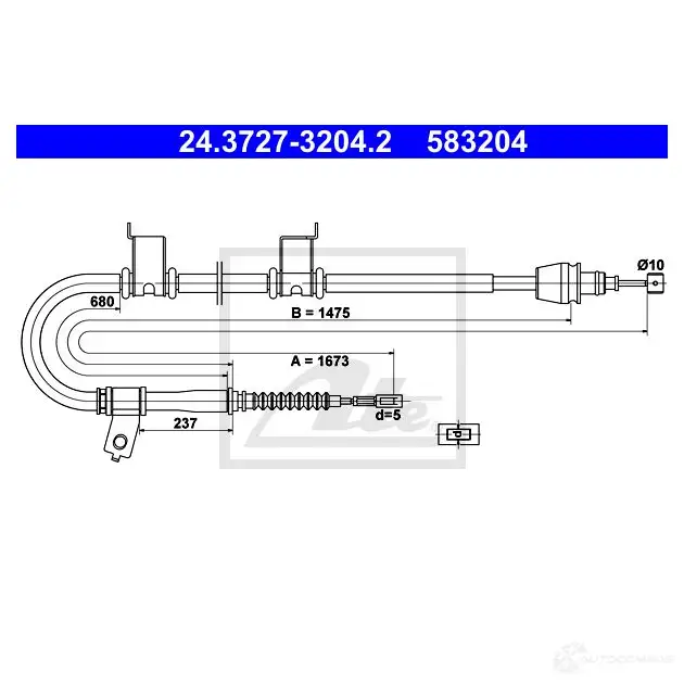 Трос ручника, стояночного тормоза ATE HRNZD4 62049 5832 04 24372732042 изображение 0