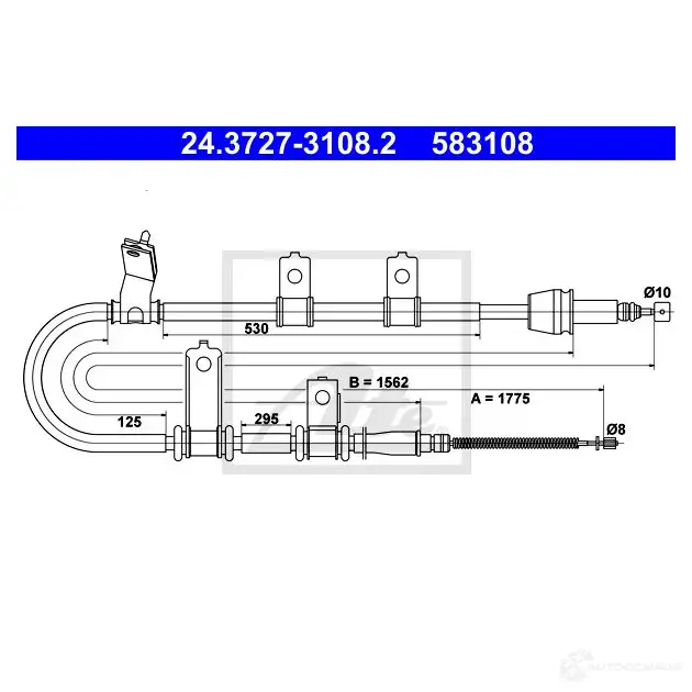 Трос ручника, стояночного тормоза ATE 8UY485 24372731082 5 83108 62025 изображение 0