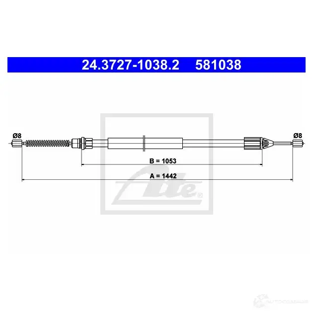 Трос ручника, стояночного тормоза ATE 61747 58 1038 24372710382 6R5YY6U изображение 0