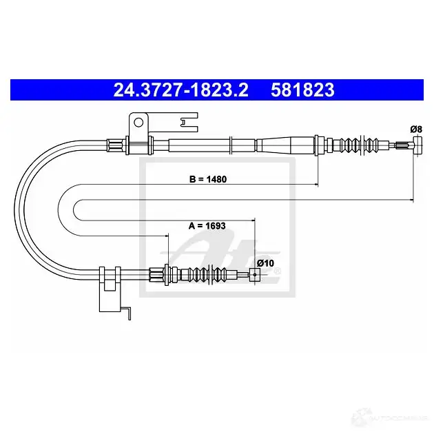 Трос ручника, стояночного тормоза ATE 58182 3 OR57A 61892 24372718232