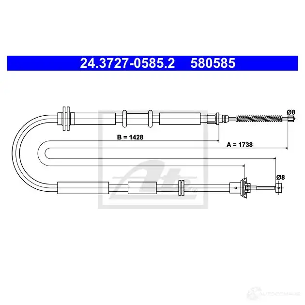 Трос ручника, стояночного тормоза ATE 5 80585 02ZN3X 1424266532 24372705852 - Изображение 1