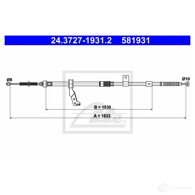 Трос ручника, стояночного тормоза ATE 61928 58193 1 24372719312 529XT2 изображение 0