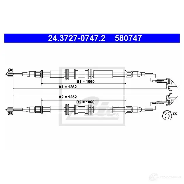 Трос ручника, стояночного тормоза ATE ENVJP 580 747 24372707472 61621 изображение 0