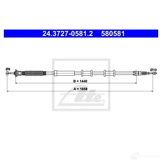 Трос ручника, стояночного тормоза ATE R78BX 24372705812 58 0581 1193358943 изображение 0