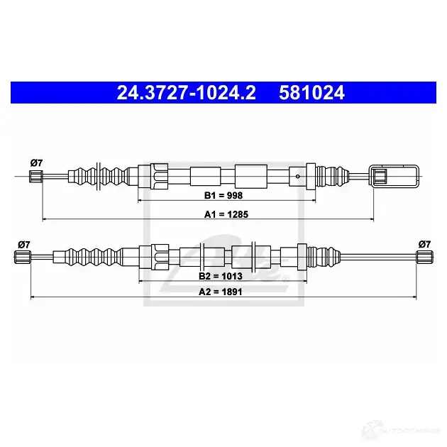 Трос ручника, стояночного тормоза ATE 657TGH 24372710242 5 81024 61737