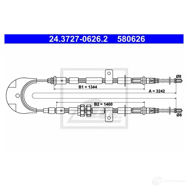 Трос ручника, стояночного тормоза ATE 5806 26 24372706262 USK1V 61548