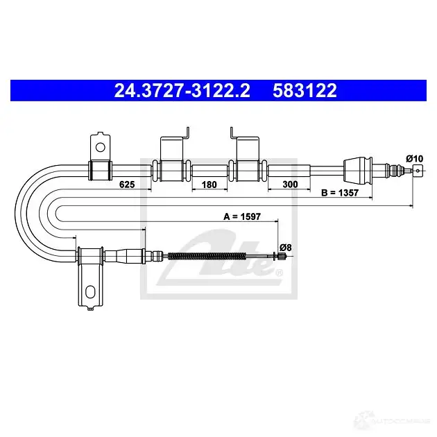 Трос ручника, стояночного тормоза ATE 58 3122 62039 24372731222 BCANZ изображение 0