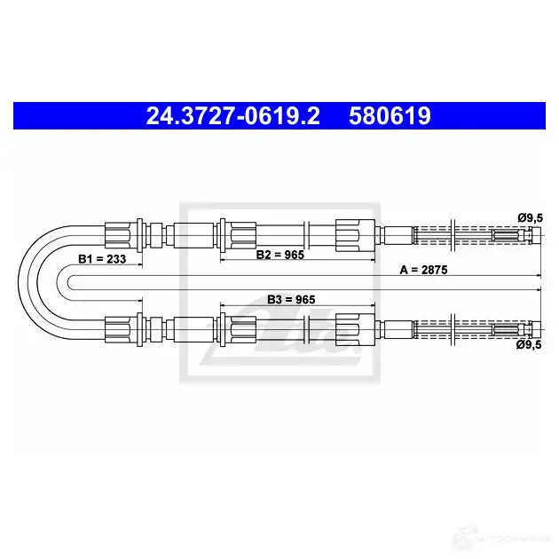 Трос ручника, стояночного тормоза ATE 58061 9 61543 14PS2YL 24372706192