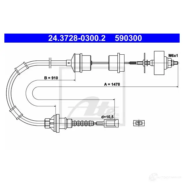 Трос сцепления ATE HLJ93D 24372803002 590 300 62084 изображение 0