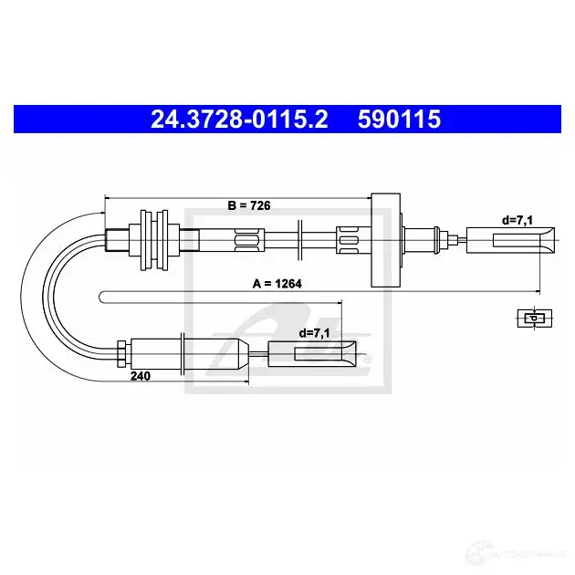 Трос сцепления ATE 5 90115 ZBPJ2LU 62073 24372801152