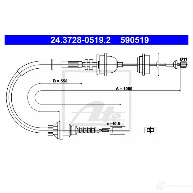 Трос сцепления ATE 24372805192 62117 FF8T12A 590 519