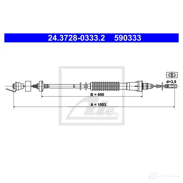 Трос сцепления ATE K83J3 590 333 62098 24372803332 изображение 0