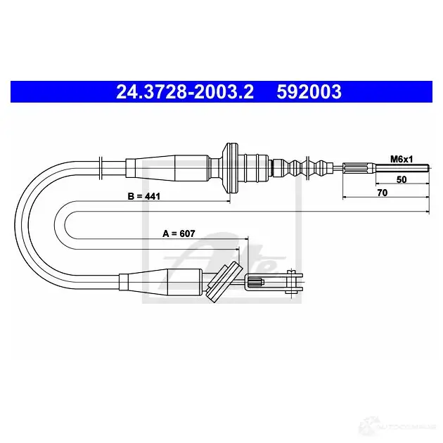 Трос сцепления ATE GT25C6Q 62214 59200 3 24372820032 изображение 0