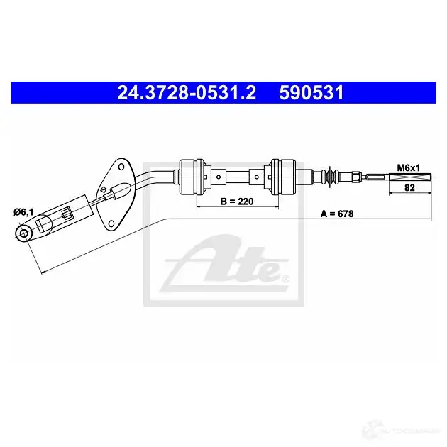 Трос сцепления ATE 62123 BVI3W 24372805312 590 531 изображение 0