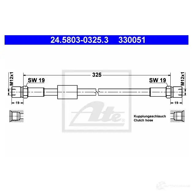 Шланг цилиндра сцепления ATE 62948 3300 51 OD28E 24580303253 изображение 0