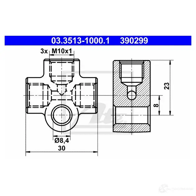 Разъем трубопровода ATE Y84QE 03351310001 54403 39 0299
