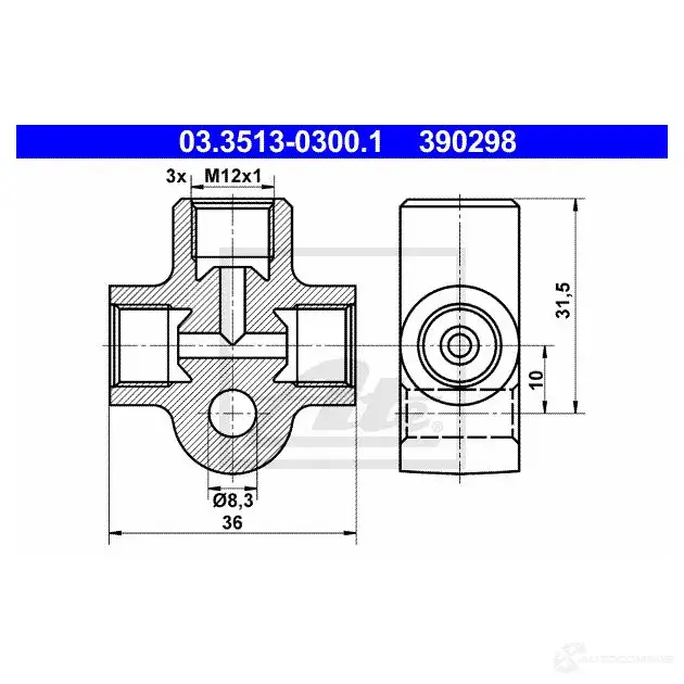 Разъем трубопровода ATE K841L6C 54402 03351303001 390 298