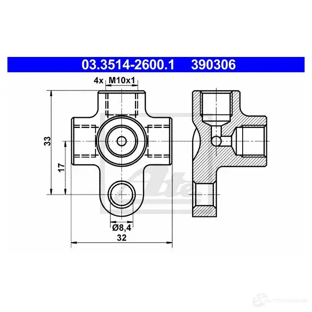 Разъем трубопровода ATE 39030 6 CC2GMXB 03351426001 54405