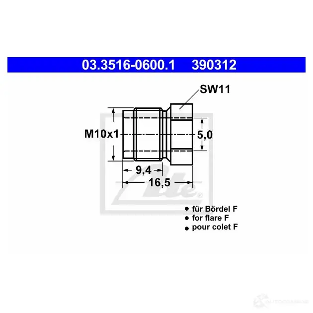 Болт крепления ATE BQ8TG 3 90312 03351606001 54407