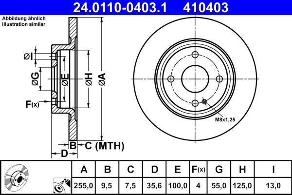 Тормозной диск ATE 24.0110-0403.1 1440103251 5WZ RGQW изображение 0