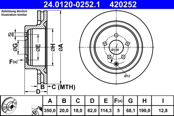 Тормозной диск ATE 1440103256 UFAJ 4 24.0120-0252.1 изображение 0