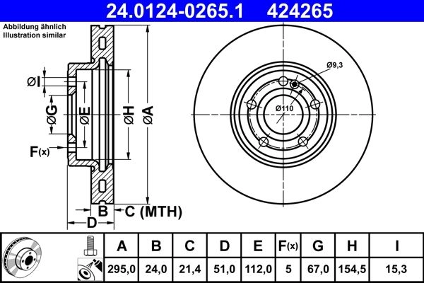 Тормозной диск ATE 24.0124-0265.1 1440103266 RTZ EL изображение 0