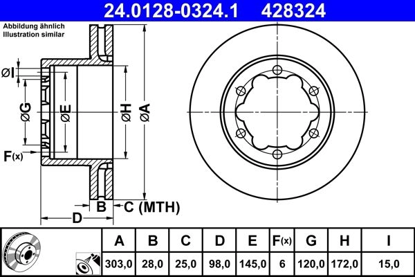 Тормозной диск ATE 1440103270 24.0128-0324.1 R 239PY изображение 0